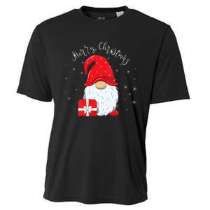 Santa Claus Garden Gnome Merry Christmas Vneck Cooling Performance Crew T-Shirt