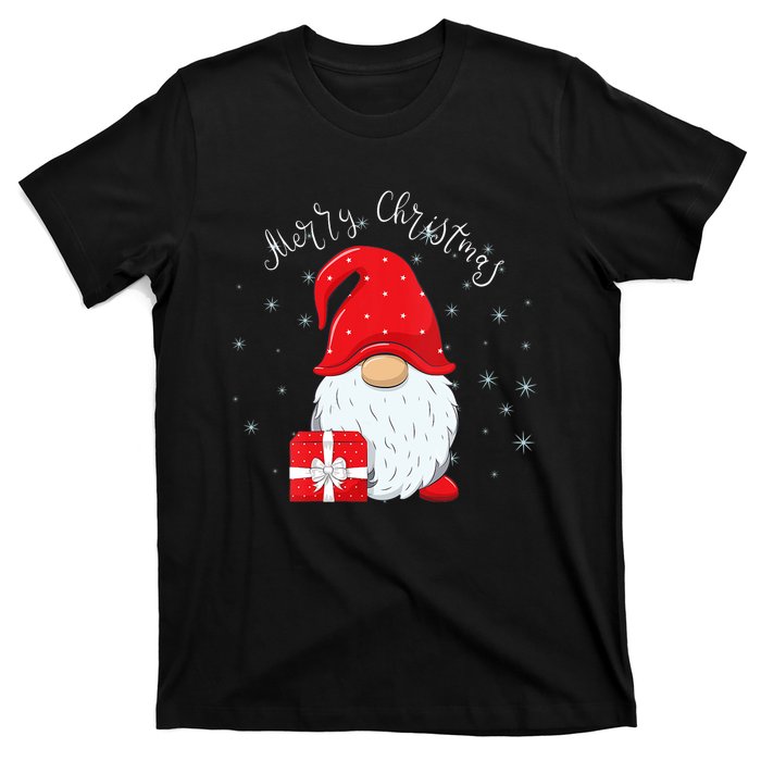 Santa Claus Garden Gnome Merry Christmas Vneck T-Shirt