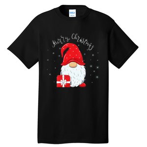 Santa Claus Garden Gnome Merry Christmas Vneck Tall T-Shirt