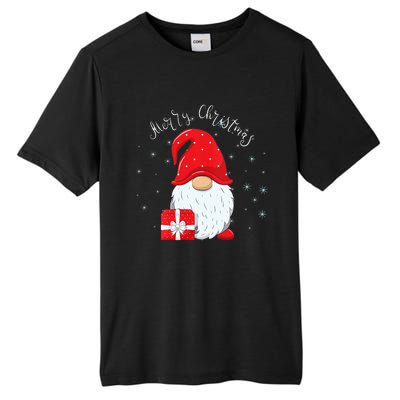 Santa Claus Garden Gnome Merry Christmas Vneck Tall Fusion ChromaSoft Performance T-Shirt