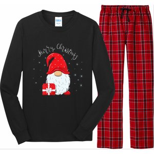 Santa Claus Garden Gnome Merry Christmas Vneck Long Sleeve Pajama Set