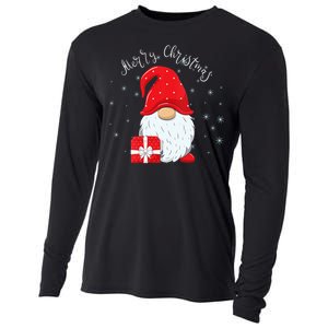 Santa Claus Garden Gnome Merry Christmas Vneck Cooling Performance Long Sleeve Crew