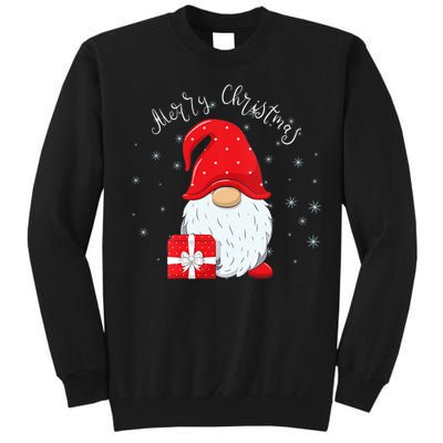 Santa Claus Garden Gnome Merry Christmas Vneck Tall Sweatshirt