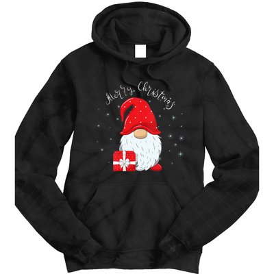 Santa Claus Garden Gnome Merry Christmas Vneck Tie Dye Hoodie