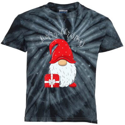 Santa Claus Garden Gnome Merry Christmas Vneck Kids Tie-Dye T-Shirt