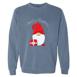 Santa Claus Garden Gnome Merry Christmas Vneck Garment-Dyed Sweatshirt