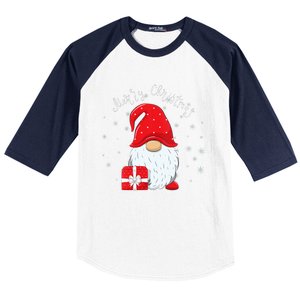 Santa Claus Garden Gnome Merry Christmas Vneck Baseball Sleeve Shirt