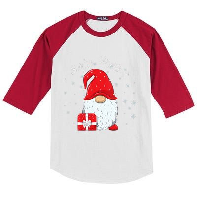 Santa Claus Garden Gnome Merry Christmas Vneck Kids Colorblock Raglan Jersey