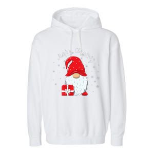 Santa Claus Garden Gnome Merry Christmas Vneck Garment-Dyed Fleece Hoodie