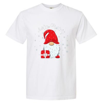 Santa Claus Garden Gnome Merry Christmas Vneck Garment-Dyed Heavyweight T-Shirt