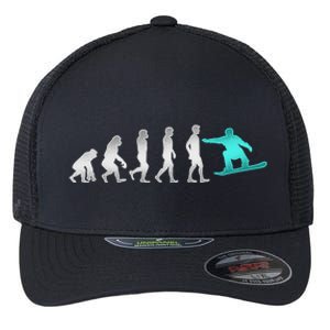 Snowboarding Cute Gift Evolution Of Snowboarder Gift Flexfit Unipanel Trucker Cap