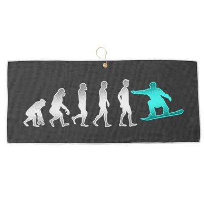 Snowboarding Cute Gift Evolution Of Snowboarder Gift Large Microfiber Waffle Golf Towel