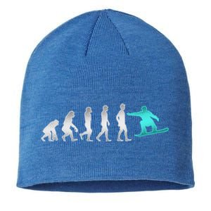 Snowboarding Cute Gift Evolution Of Snowboarder Gift Sustainable Beanie