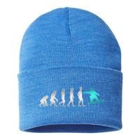 Snowboarding Cute Gift Evolution Of Snowboarder Gift Sustainable Knit Beanie