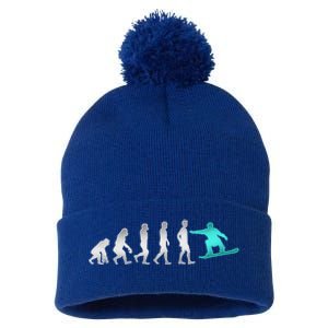 Snowboarding Cute Gift Evolution Of Snowboarder Gift Pom Pom 12in Knit Beanie