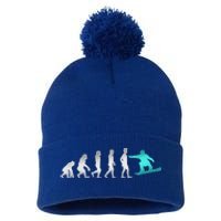 Snowboarding Cute Gift Evolution Of Snowboarder Gift Pom Pom 12in Knit Beanie