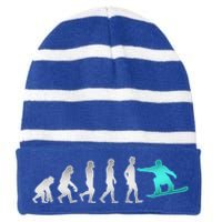 Snowboarding Cute Gift Evolution Of Snowboarder Gift Striped Beanie with Solid Band