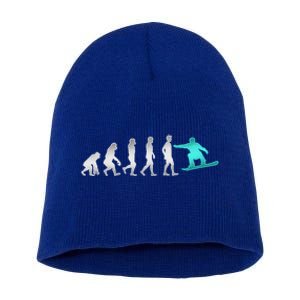 Snowboarding Cute Gift Evolution Of Snowboarder Gift Short Acrylic Beanie