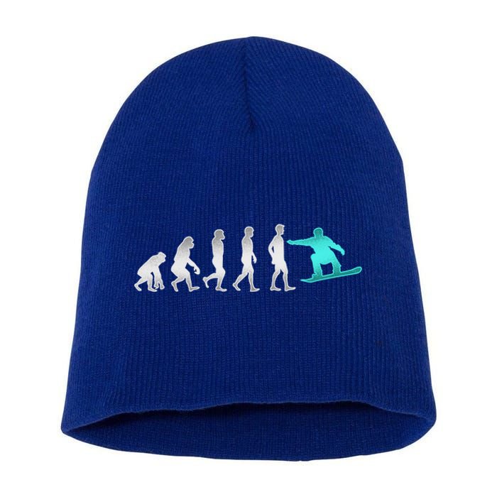 Snowboarding Cute Gift Evolution Of Snowboarder Gift Short Acrylic Beanie