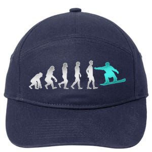 Snowboarding Cute Gift Evolution Of Snowboarder Gift 7-Panel Snapback Hat