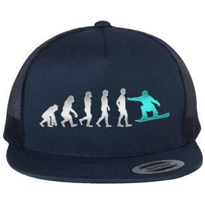 Snowboarding Cute Gift Evolution Of Snowboarder Gift Flat Bill Trucker Hat