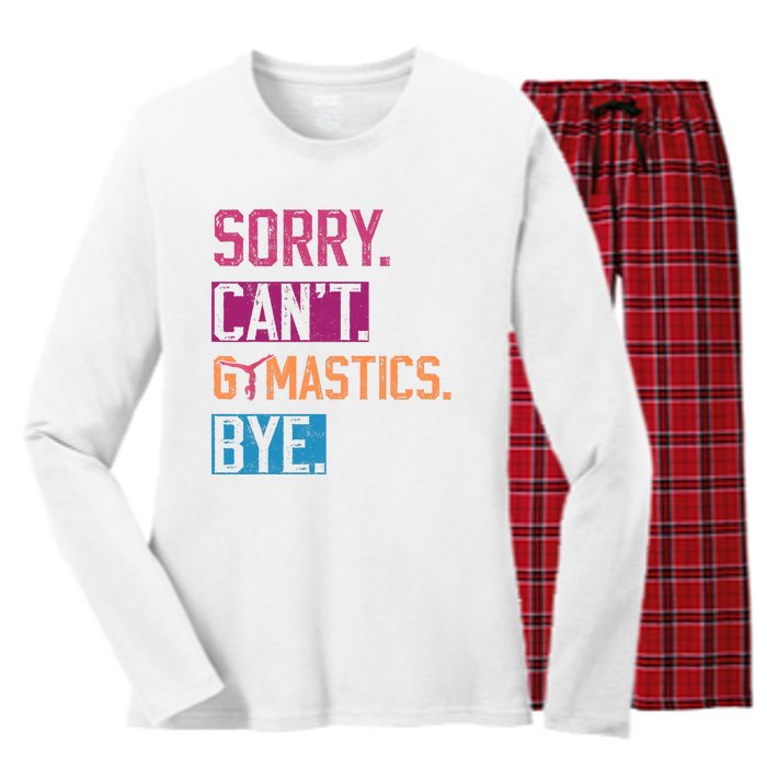 Sorry Cant Gymnastics Bye Funny Gymnastics Player Vintage Women's Long Sleeve Flannel Pajama Set 