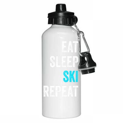 Skier Cool Gift Skiing Eat Sleep Ski Repeat Cool Gift Aluminum Water Bottle 