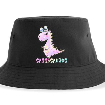 Sassasaurus Cute Girl Dinosaur Funny Gifts For Kids Girls Sustainable Bucket Hat