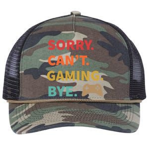 Sorry CanT Gaming Bye Funny Gamer Cute Gift Retro Rope Trucker Hat Cap