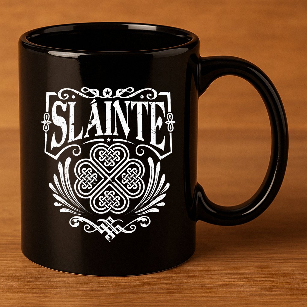 Slainte Cheers Good Health From Ireland 11oz C Handle Ceramic Mug