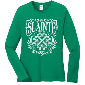 Slainte Cheers Good Health From Ireland Ladies Long Sleeve Shirt