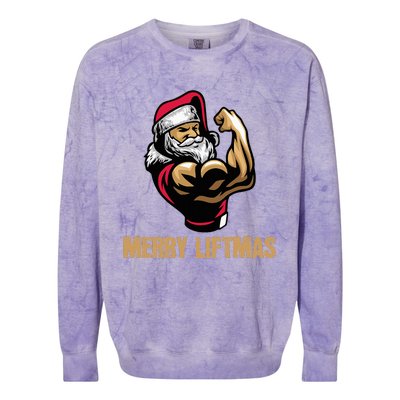 Santa Claus Gym Bodybuilding Fitness Merry Liftmas XMAS Colorblast Crewneck Sweatshirt