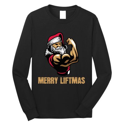 Santa Claus Gym Bodybuilding Fitness Merry Liftmas XMAS Long Sleeve Shirt