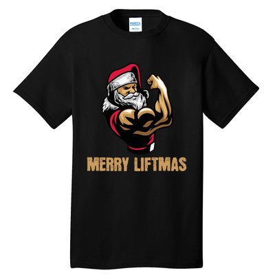 Santa Claus Gym Bodybuilding Fitness Merry Liftmas XMAS Tall T-Shirt