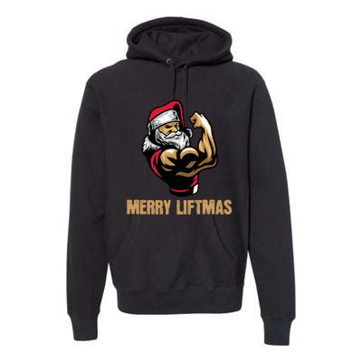 Santa Claus Gym Bodybuilding Fitness Merry Liftmas XMAS Premium Hoodie