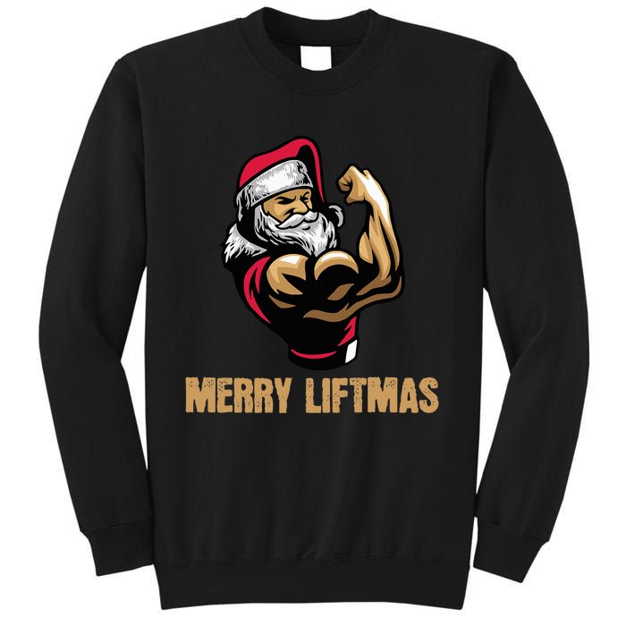 Santa Claus Gym Bodybuilding Fitness Merry Liftmas XMAS Tall Sweatshirt