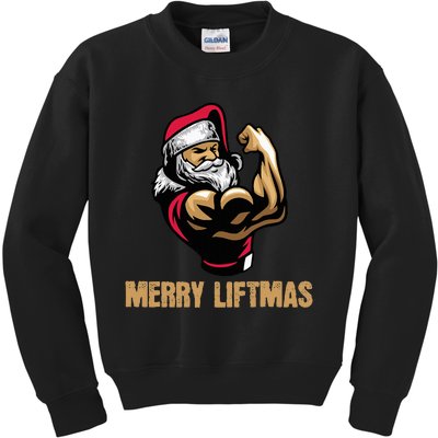 Santa Claus Gym Bodybuilding Fitness Merry Liftmas XMAS Kids Sweatshirt