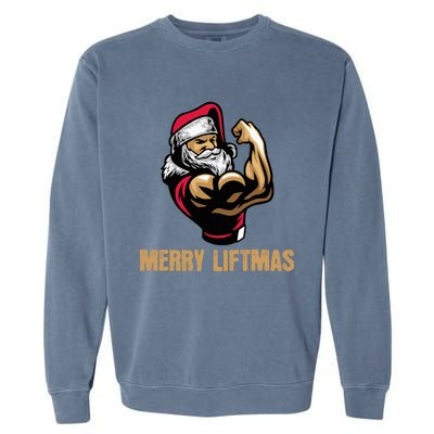 Santa Claus Gym Bodybuilding Fitness Merry Liftmas XMAS Garment-Dyed Sweatshirt