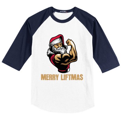 Santa Claus Gym Bodybuilding Fitness Merry Liftmas XMAS Baseball Sleeve Shirt