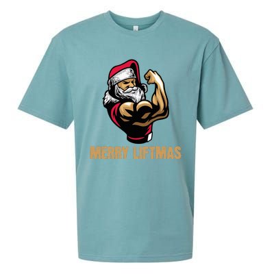 Santa Claus Gym Bodybuilding Fitness Merry Liftmas XMAS Sueded Cloud Jersey T-Shirt