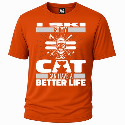 Skiing Cat Gift Winter Sports Ski Skier Cute Gift Cooling Performance Crew T-Shirt