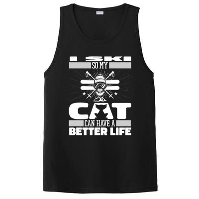 Skiing Cat Gift Winter Sports Ski Skier Cute Gift PosiCharge Competitor Tank