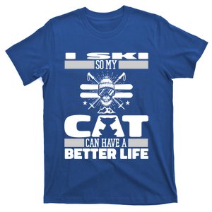 Skiing Cat Gift Winter Sports Ski Skier Cute Gift T-Shirt