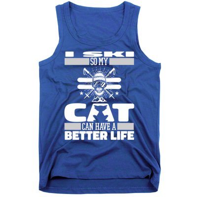 Skiing Cat Gift Winter Sports Ski Skier Cute Gift Tank Top