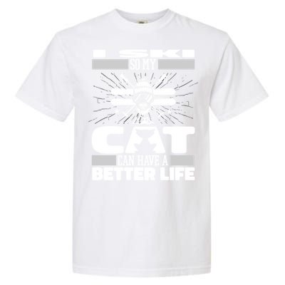 Skiing Cat Gift Winter Sports Ski Skier Cute Gift Garment-Dyed Heavyweight T-Shirt