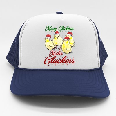 Santa Chicks Great Gift Merry Chickmas Mother Cluckers Gift Trucker Hat