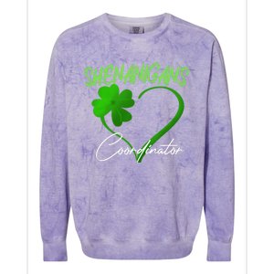 Shenanigans Coordinator Green Heart Shamrock St Patricks Day Colorblast Crewneck Sweatshirt