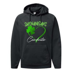 Shenanigans Coordinator Green Heart Shamrock St Patricks Day Performance Fleece Hoodie