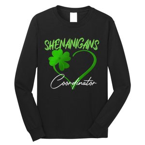 Shenanigans Coordinator Green Heart Shamrock St Patricks Day Long Sleeve Shirt