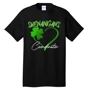 Shenanigans Coordinator Green Heart Shamrock St Patricks Day Tall T-Shirt